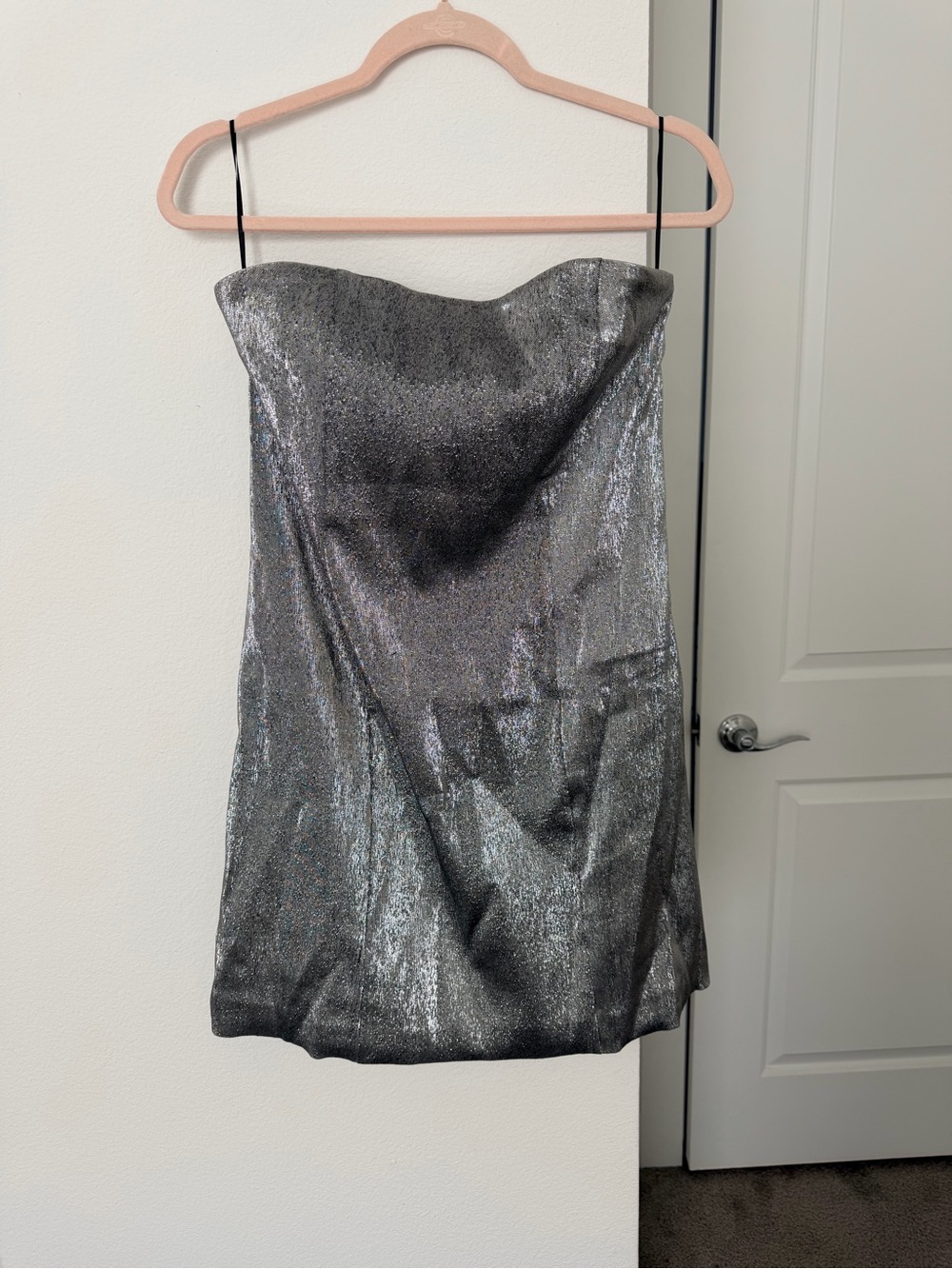 H&M Metallic Silver Strapless Mini Dress